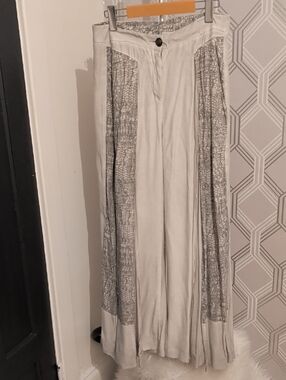 Wide Leg Panel Detail Pants - Light Gray
